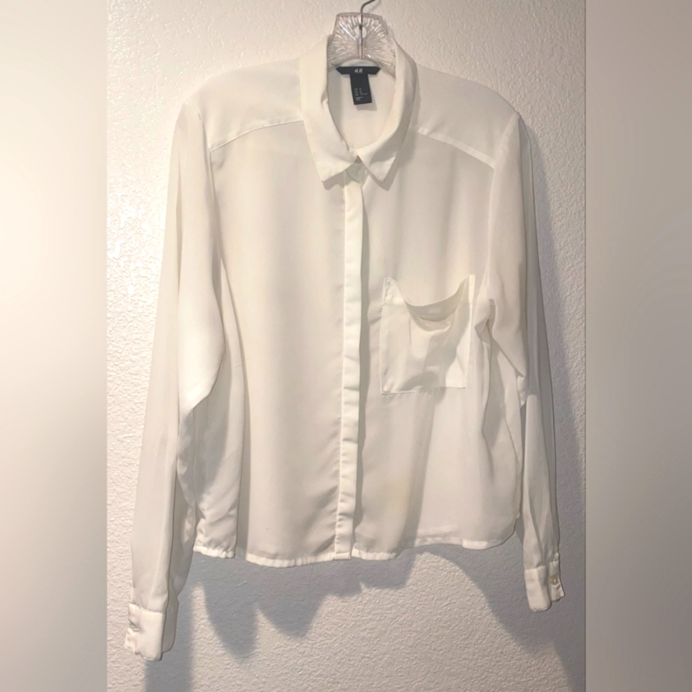 H&M SHEER TOP, IN CREAM